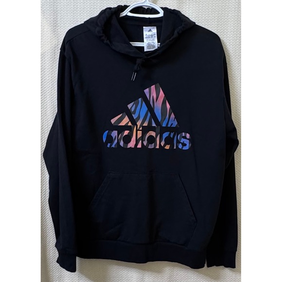 adidas Other - Adidas black hoodie with multicolored animal print logo